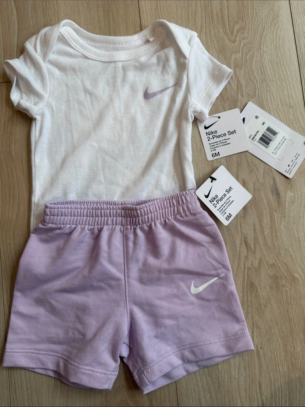 Nike White & Lavender Baby 2-Piece Set